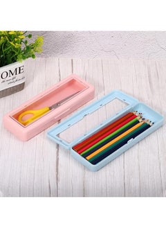 Generic Large Capacity Pencil Case, 2 Pack Pen Pouch Cosmetic Bag Stationery Organizer Storage Waterproof for Office Home, Blue Pink  - Image 1