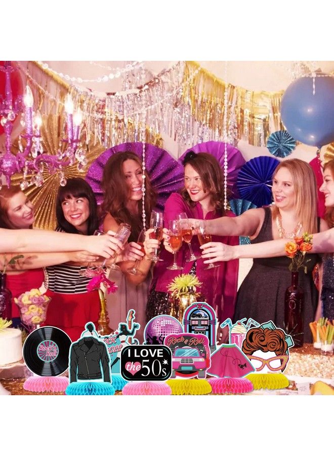 ZCPTZ 12 Pcs 1950 Rock And Roll Honeycomb Centerpieces 50 Party Decorations 50S Retro Table Toppers Table Centerpieces For 50 60 Theme Music Party Supplies Favors - Image 5