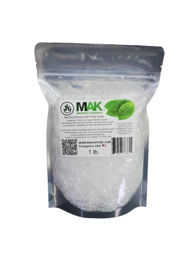 Mak Menthol Crystal 1 LB - Pure Organic 100% Natural - Menthol Crystals from Mint Crystal Mints Mentha Arvensis - Comes in Resealable Standup Bag for Long-Lasting Freshness - Image 1