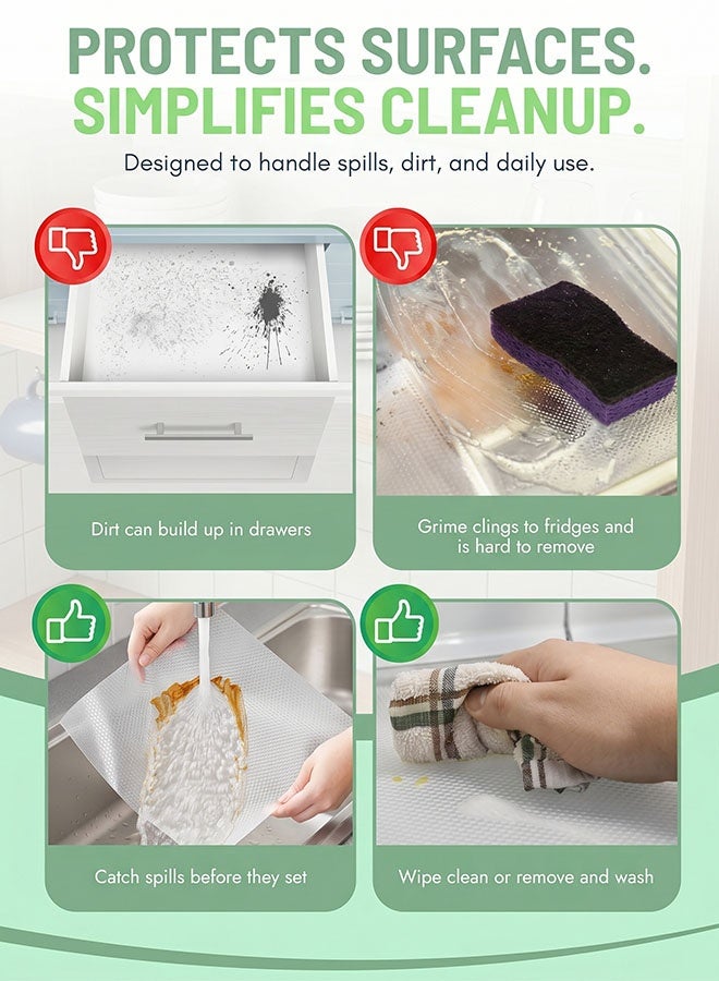 MLADEN Shelf Liner Clear Waterproof Pantry Cabinets Liners EVA Kitchen Liner Washable Easy to Cut Drawer Mat for Kitchens Non-Adhesive Liner Stain-Proof Shelf Drawer Cabinet Liner 30*500CM - Image 5