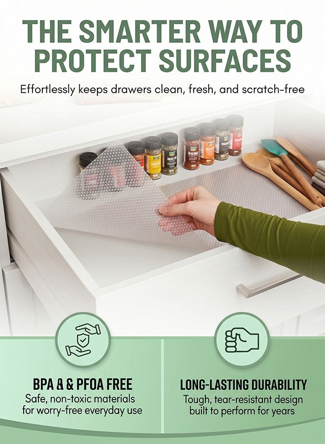 MLADEN Shelf Liner Clear Waterproof Pantry Cabinets Liners EVA Kitchen Liner Washable Easy to Cut Drawer Mat for Kitchens Non-Adhesive Liner Stain-Proof Shelf Drawer Cabinet Liner 30*500CM - Image 3