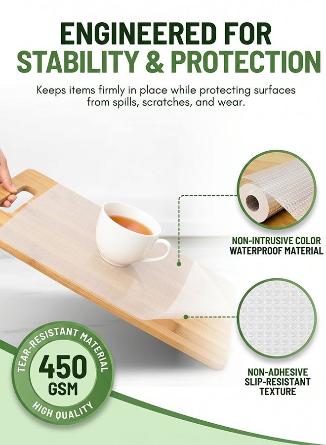 MLADEN Shelf Liner Clear Waterproof Pantry Cabinets Liners EVA Kitchen Liner Washable Easy to Cut Drawer Mat for Kitchens Non-Adhesive Liner Stain-Proof Shelf Drawer Cabinet Liner 30*500CM - Image 4
