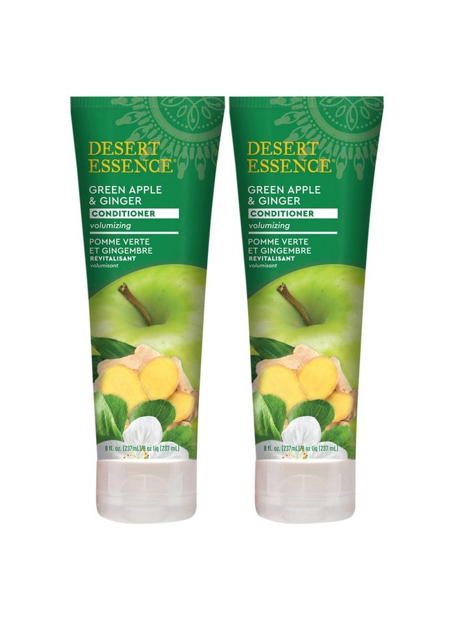 DESERT ESSENCE - Green Apple And Ginger Conditioner 8 Fl Oz 2 Pack Volume For Fine Hair Moisturizing Thickening Volatizing W/Organic Extracts And Oils Vitamins Antioxidants Parabenfree - Image 1