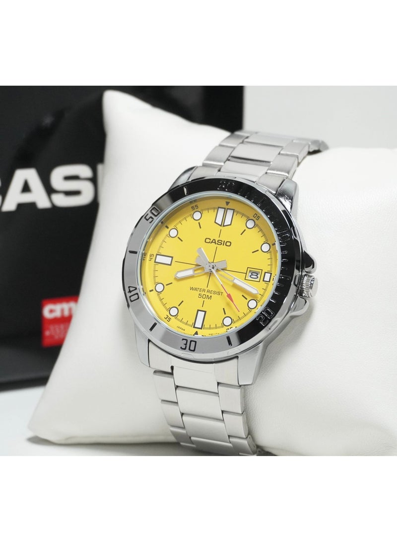 CASIO Quartz Analog Yellow Dial Stainless Steel Men's Watch MTP-VD01D-9E - Image 4