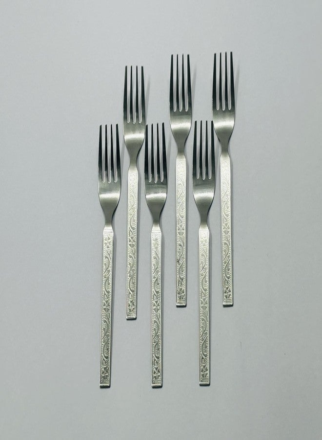 Dev Industries Stainless Steel Forks Set for Home and Kitchen, Fruit Fork for Dining Table, Shiny and Sturdy Handle Fork 16.5cm, Silver (22 Gauge) (Pack of 6) - Image 1