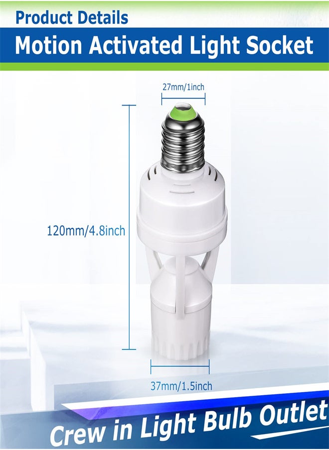 Excefore - 3 Pieces Smart Socket with Motion Sensor, Screw in Light Bulb Outlet Compatible with E26/E27, Motion Activated Light Bulb Holder, Adapter Automatic Light Control for Garage Storage Room - Image 1