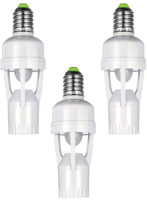3 Pieces Smart Socket with Motion Sensor, Screw in Light Bulb Outlet Compatible with E26/E27, Motion Activated Light Bulb Holder, Adapter Automatic Light Control for Garage Storage Room