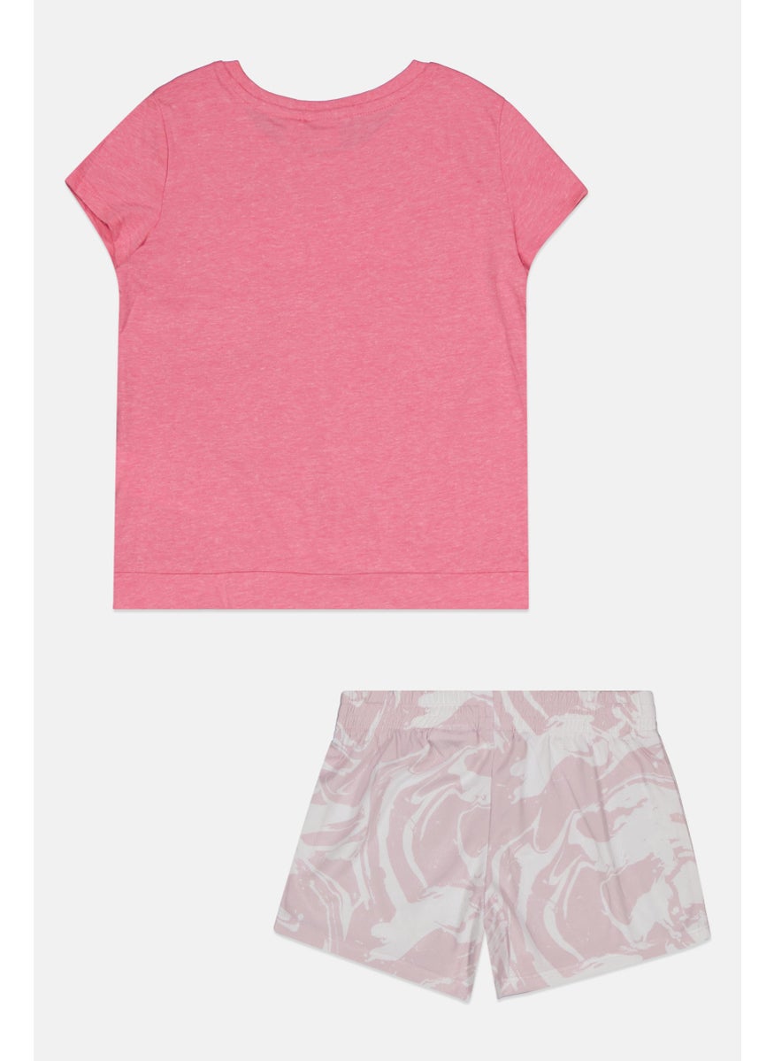 PUMA - Kids Girl Sportswear Fit 2 Piece Brand Logo T-Shirt And Shorts Set, Pink - Image 1