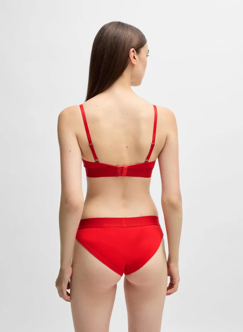 HUGO Triangle bra in stretch cotton with red logo label