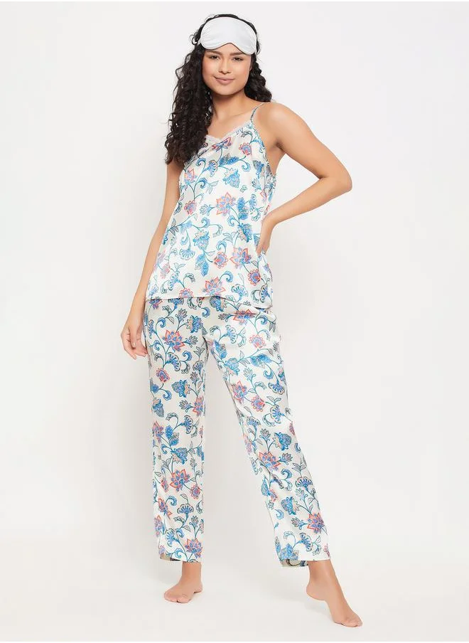 Clovia Satin Floral Cami & Pyjama Set by Styli