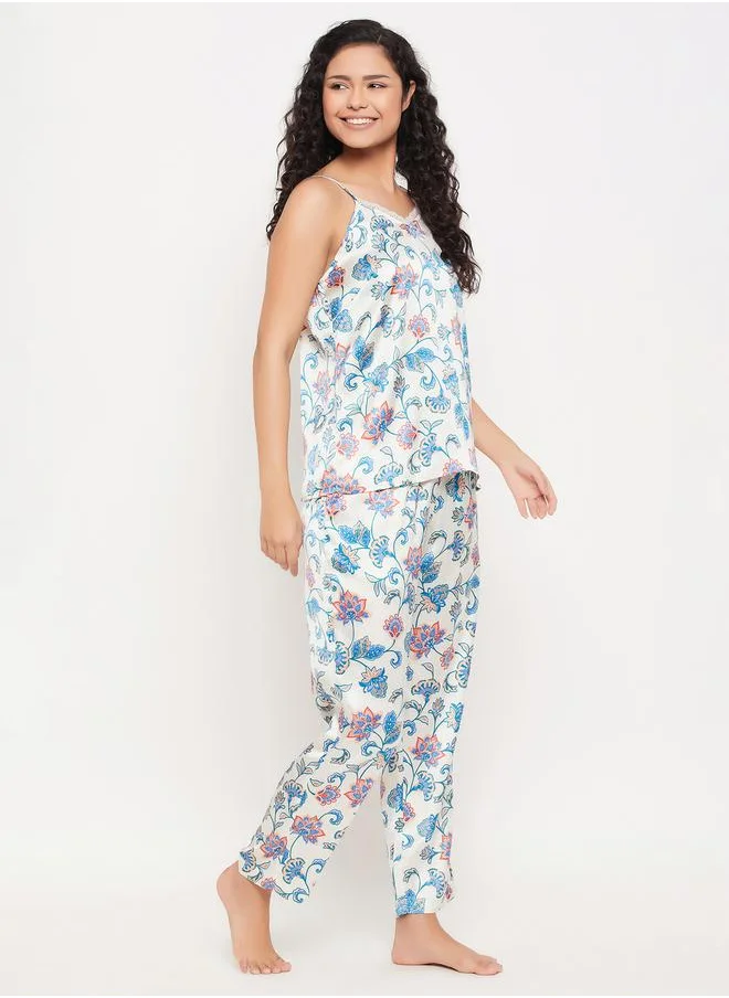 Clovia Satin Floral Cami & Pyjama Set by Styli