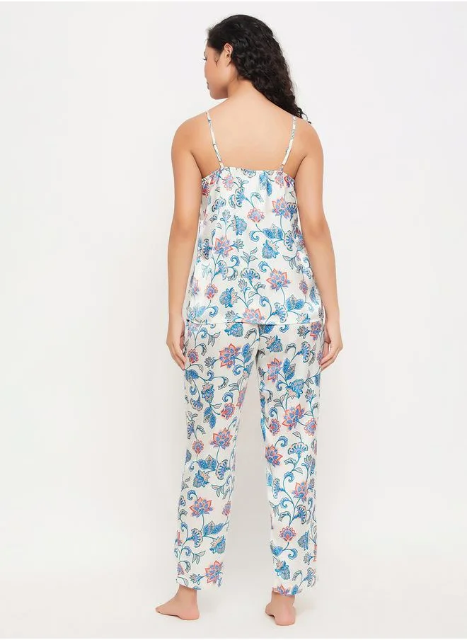 Clovia Satin Floral Cami & Pyjama Set by Styli