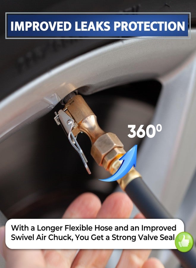GERCHWAY Tire Pressure Gauge with Inflator and Longer Hose - Most Accurate, Heavy Duty Air Chuck with Gauge for Air Compressor Tire Inflator Attachment - 100PSI - Image 4