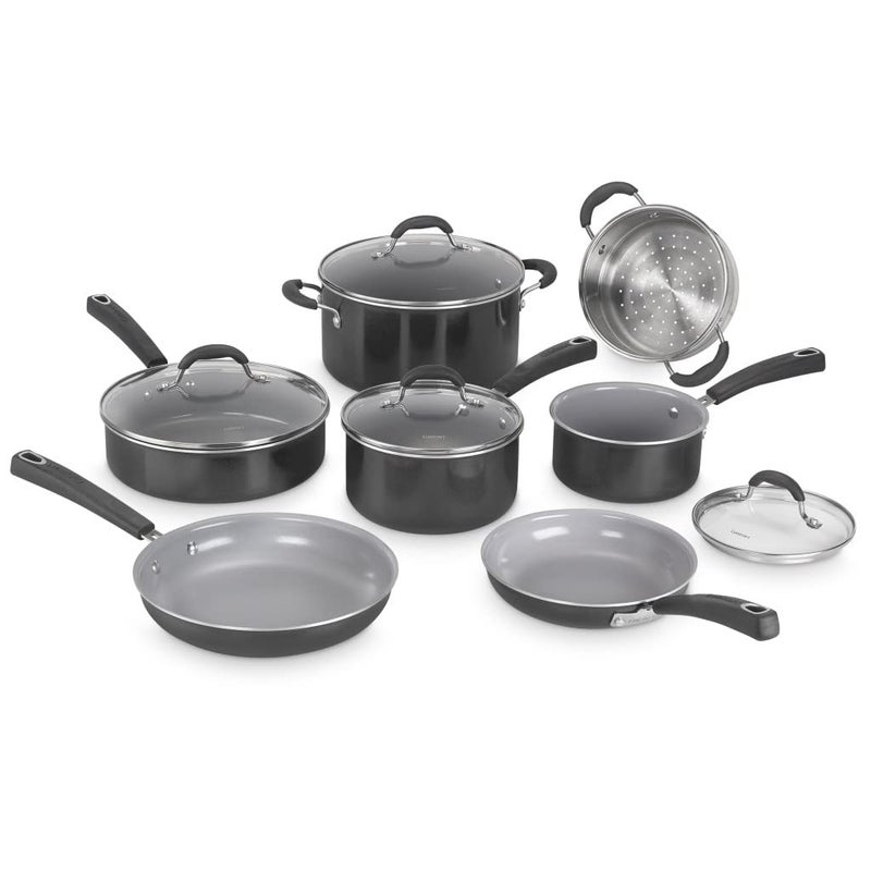Cuisinart 11-Piece Nonstick Cookware Set, Ceramica XT, Black, 54C-11BK - Image 1