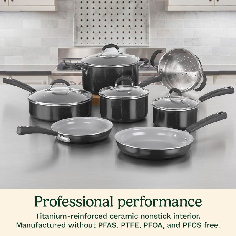 Cuisinart 11-Piece Nonstick Cookware Set, Ceramica XT, Black, 54C-11BK - Image 2