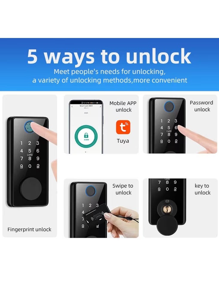 Generic Smart door lock keyless deadbolt multiple input methods - tuyaAPP smart home device  - Image 2