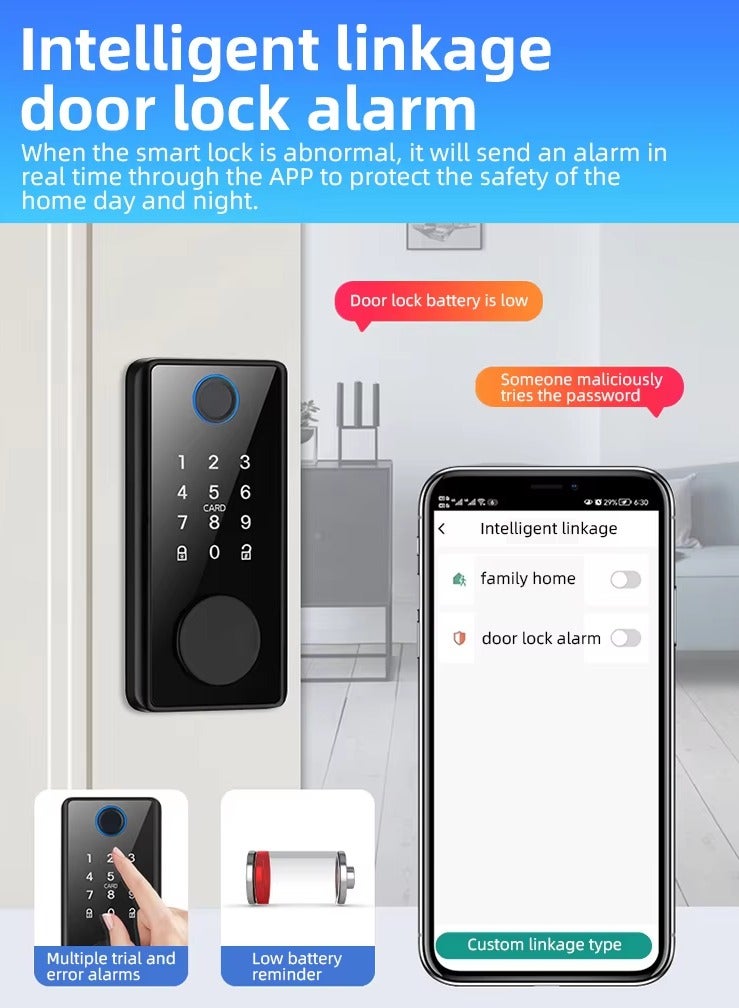 قفل الباب الذكي بدون مفتاح ديدبولت طرق إدخال متعددة - جهاز المنزل الذكي tuyaAPP