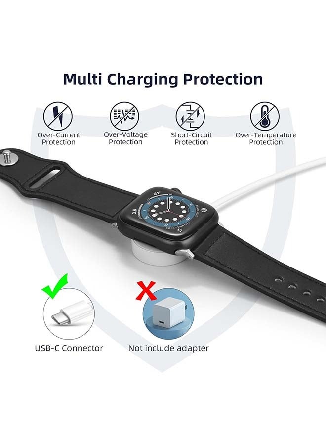 جهاز شحن سريع مغناطيسي لساعة آبل بوصلة USB-C (1 متر / قابل للحمل)، الشحن اللاسلكي المغناطيسي متوافق مع سلسلة ساعات آبل ووتش 8/7/6/SE/5/4/3/2/1، لون أبيض - Image 2