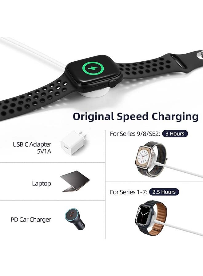 جهاز شحن سريع مغناطيسي لساعة آبل بوصلة USB-C (1 متر / قابل للحمل)، الشحن اللاسلكي المغناطيسي متوافق مع سلسلة ساعات آبل ووتش 8/7/6/SE/5/4/3/2/1، لون أبيض - Image 5