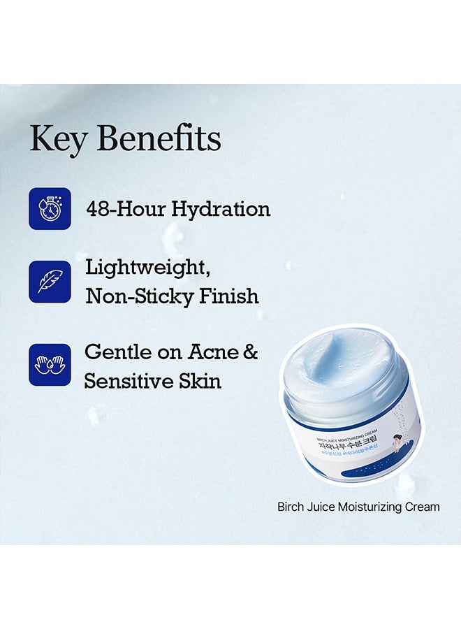 ROUND LAB Birch Juice Moisturizing Cream, 48-Hour Deep Hydrating Face Moisturizer with Birch Sap & Vita Hyaluronic Acid for Acne-Prone Skin, Reduces Sebum, Oil, Blackheads - Image 3