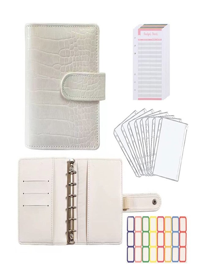 eleger A7 Crocodile Budget Binder Kit - Mini Money Organizer for Saving, Cash Stuffing Envelope System, Planner Binders with Pockets, Sheets and Stickers, Beige - Image 1