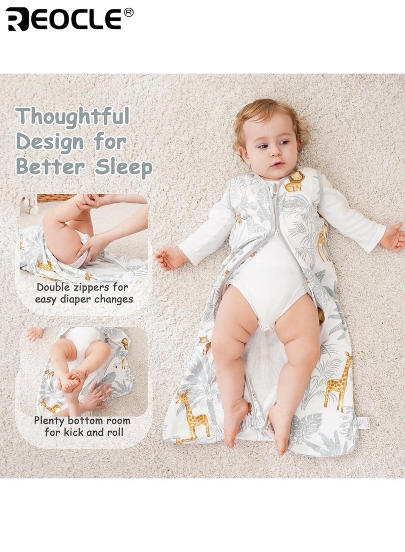 ريوكل كيس نوم للأطفال مع تصميم بسحاب ثنائي الاتجاه، بطانية قطنية قابلة للارتداء مع راحة خفيفة الوزن للأطفال حديثي الولادة من عمر 0 ​​إلى 6 أشهر - Image 2