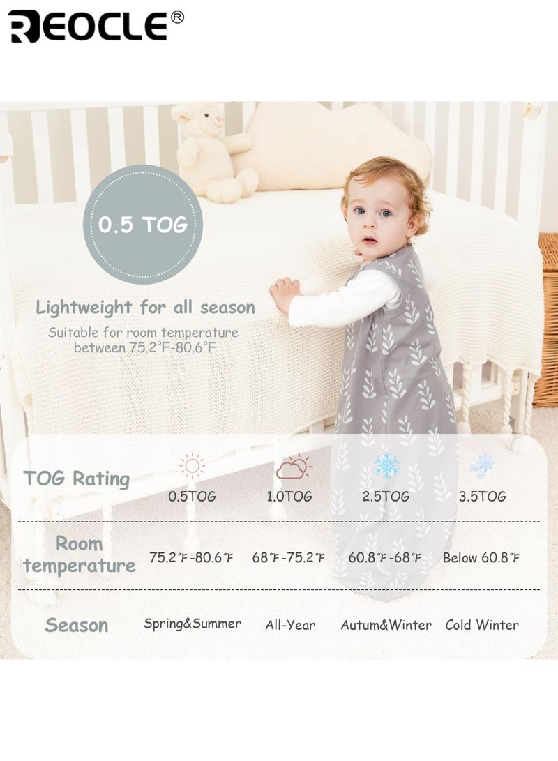 ريوكل كيس نوم للأطفال مع تصميم بسحاب ثنائي الاتجاه، بطانية قطنية قابلة للارتداء مع راحة خفيفة الوزن للأطفال حديثي الولادة من عمر 0 ​​إلى 6 أشهر - Image 4