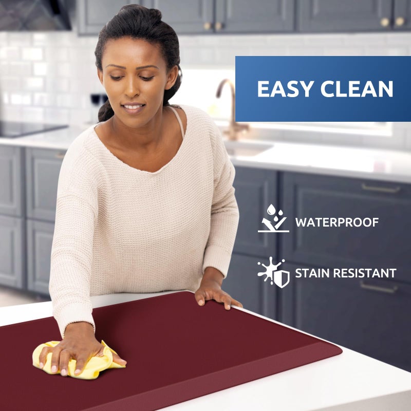 KitchenClouds Kitchen Mat Cushioned Anti Fatigue Kitchen Rug 17.3"x60" Water Resistant Non Slip Kitchen Rugs and Mats Standing Desk Mat Comfort Floor Mats for Kitchen House Sink Office (Red) - Image 3