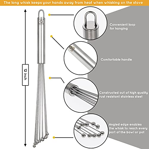 QULLAI Stanless Steel Whisk (Extra Large 12 inch Stanless Ball Whisk) - Image 2