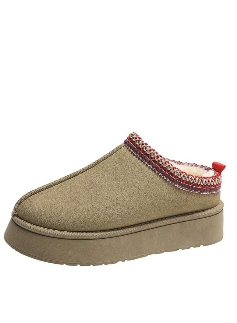 شبشب بنعل سميك للنساء من شو داي، شبشب شتوي منزلي منفوش للارتداء في الأماكن الداخلية والخارجية - Image 1