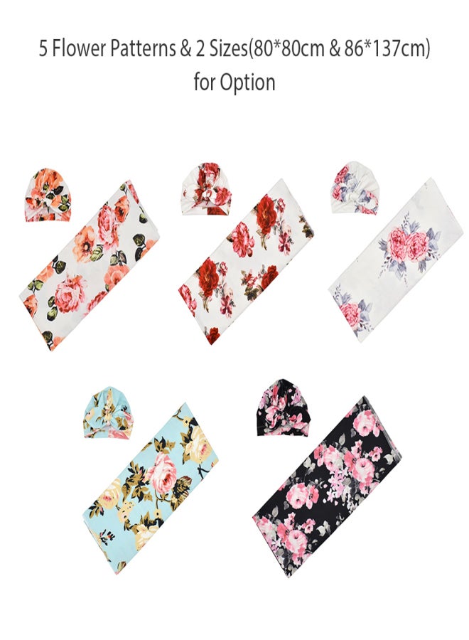 86*137cm/ 33.9*53.9in Baby Swaddle Blanket with Baby Cap Soft Newborn Photography Wraps Receiving Blankets for Baby Boys Girls - Image 2