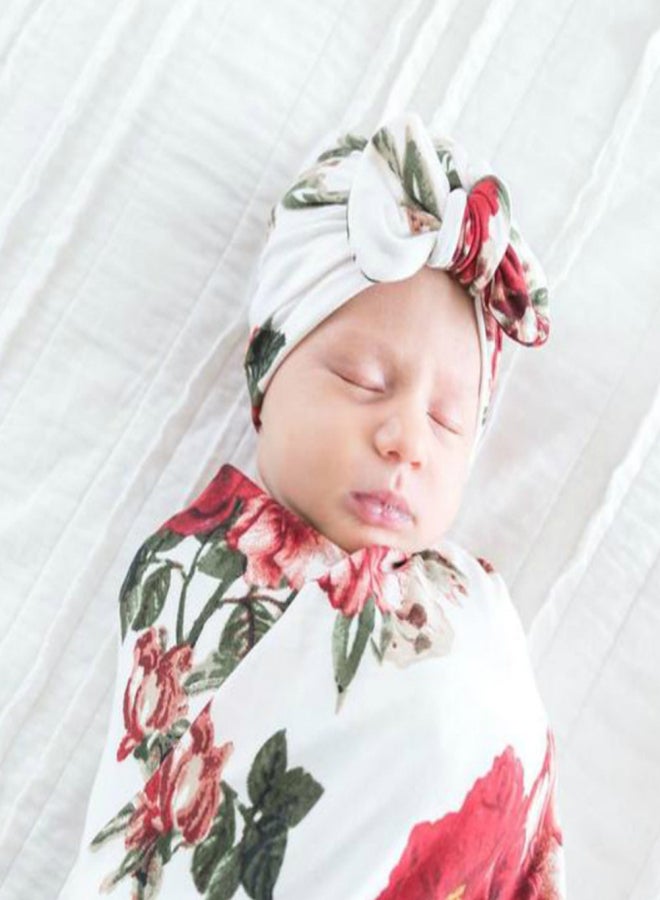 86*137cm/ 33.9*53.9in Baby Swaddle Blanket with Baby Cap Soft Newborn Photography Wraps Receiving Blankets for Baby Boys Girls - Image 5