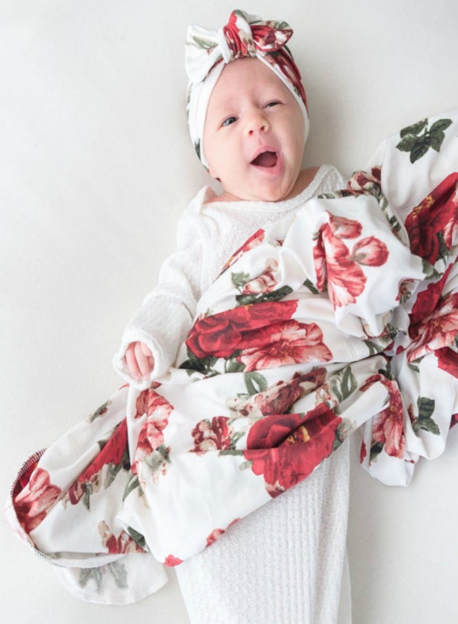 86*137cm/ 33.9*53.9in Baby Swaddle Blanket with Baby Cap Soft Newborn Photography Wraps Receiving Blankets for Baby Boys Girls - Image 4