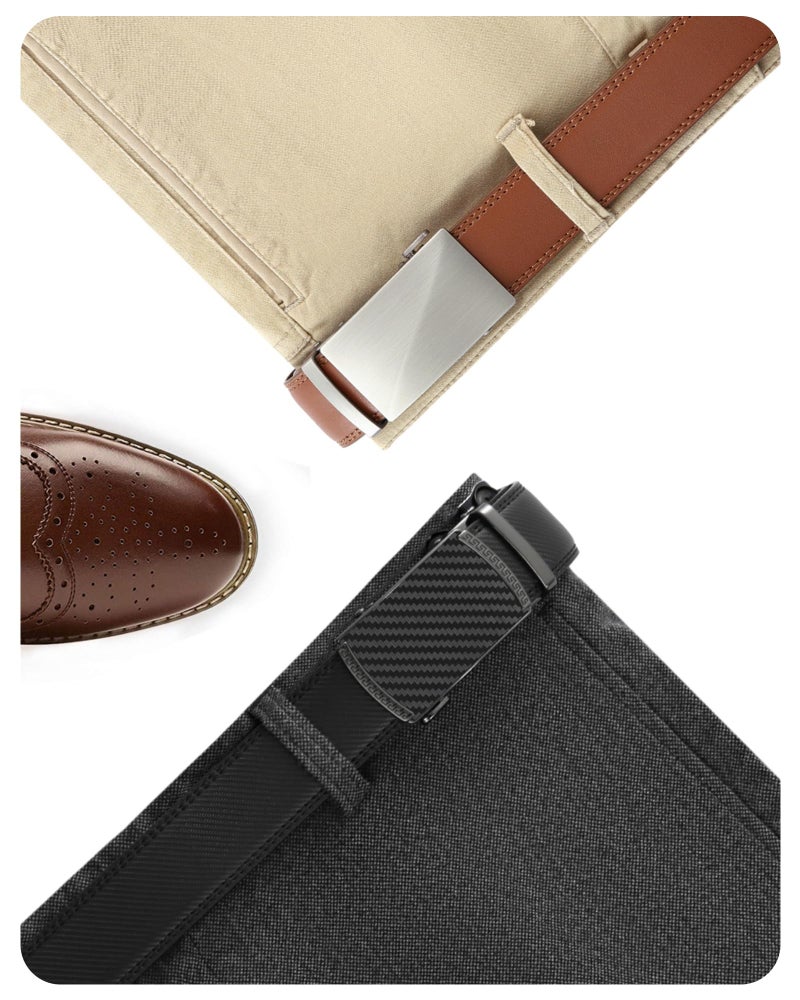 CHAOREN Leather Ratchet Belt Men 2 Pack - Customizable Fit, Effortless Style (35mm) - Image 2
