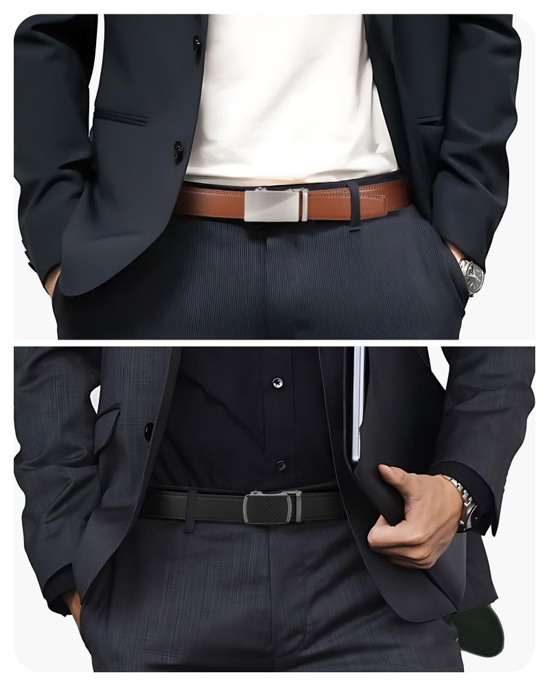 CHAOREN Leather Ratchet Belt Men 2 Pack - Customizable Fit, Effortless Style (35mm) - Image 4