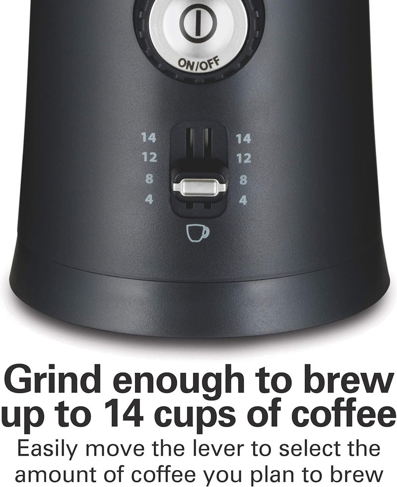 Hamilton Beach Custom Grind 14 Cup Coffee Grinder with Hands-Free Grinding and Auto Shutoff, Stainless Steel Removable Grind Chamber & Blade, Cord Wind, 110V 60Hz USA Plug, Black (80393-SAU) - Image 4