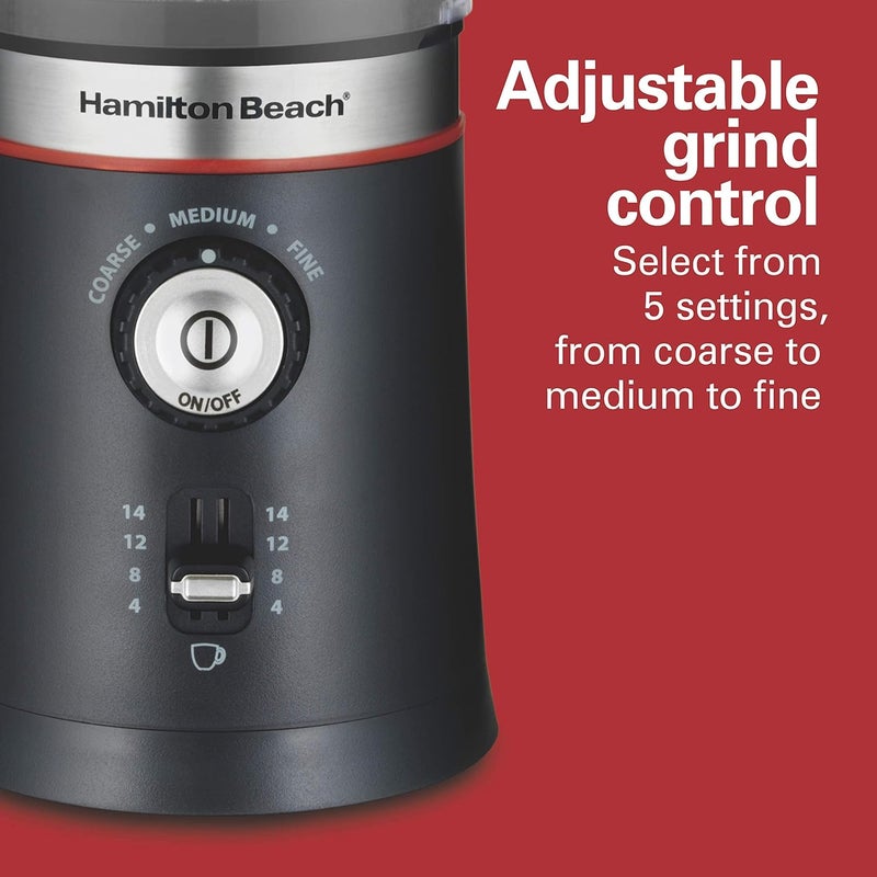Hamilton Beach Custom Grind 14 Cup Coffee Grinder with Hands-Free Grinding and Auto Shutoff, Stainless Steel Removable Grind Chamber & Blade, Cord Wind, 110V 60Hz USA Plug, Black (80393-SAU) - Image 3