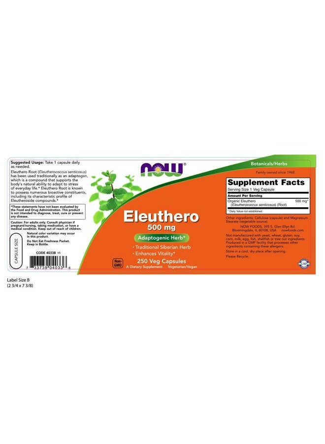 now Foods Eleuthero 250 Caps (500mg) - Image 2