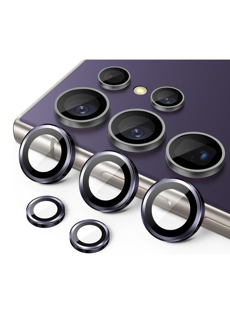 DUSALA Camera Lens Protector for Samsung Galaxy S24 Ultra, 9H Tempered Glass Metal Individual Ring Cover, Easy Installation Tray, HD Clear, 1 Set (Titanium Violet) - Image 1