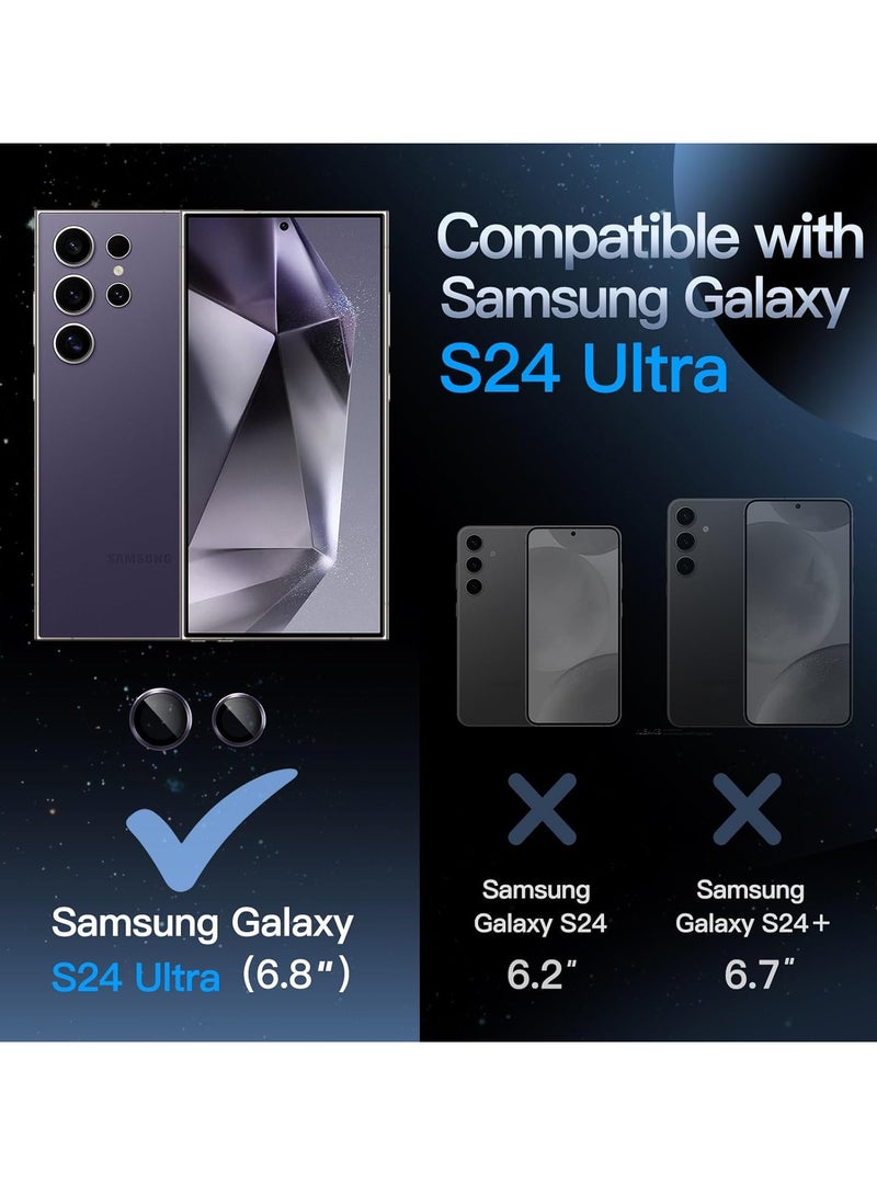 DUSALA Camera Lens Protector for Samsung Galaxy S24 Ultra, 9H Tempered Glass Metal Individual Ring Cover, Easy Installation Tray, HD Clear, 1 Set (Titanium Violet) - Image 2