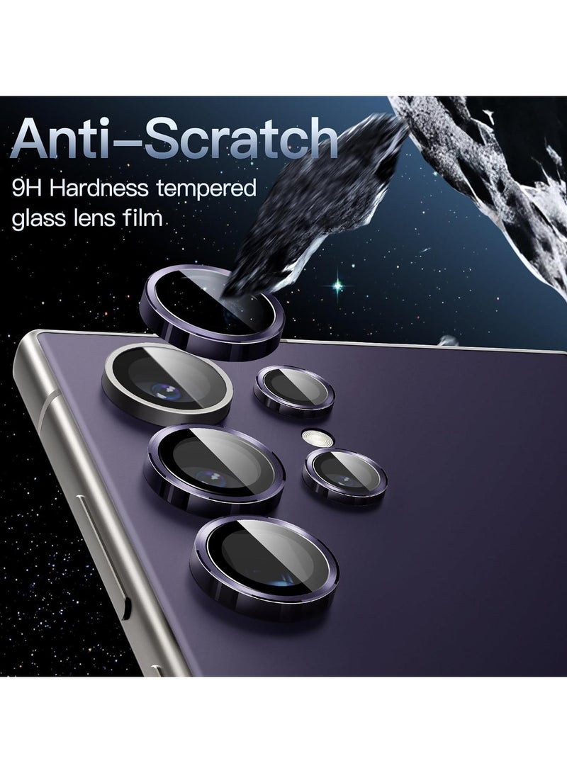 DUSALA Camera Lens Protector for Samsung Galaxy S24 Ultra, 9H Tempered Glass Metal Individual Ring Cover, Easy Installation Tray, HD Clear, 1 Set (Titanium Violet) - Image 4