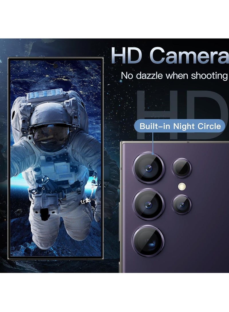 DUSALA Camera Lens Protector for Samsung Galaxy S24 Ultra, 9H Tempered Glass Metal Individual Ring Cover, Easy Installation Tray, HD Clear, 1 Set (Titanium Violet) - Image 5