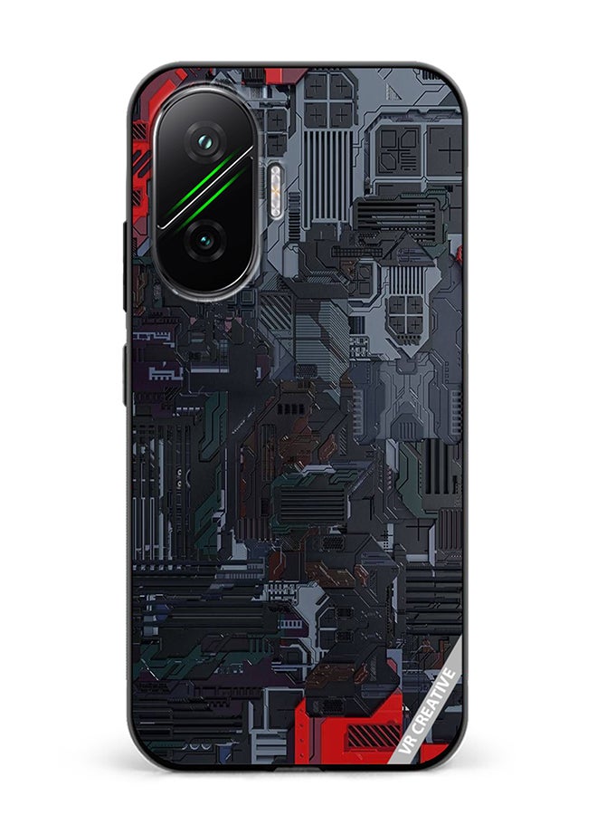 غطاء حماية لهاتف Xiaomi Poco F7 بتصميم تقني متعدد الألوان