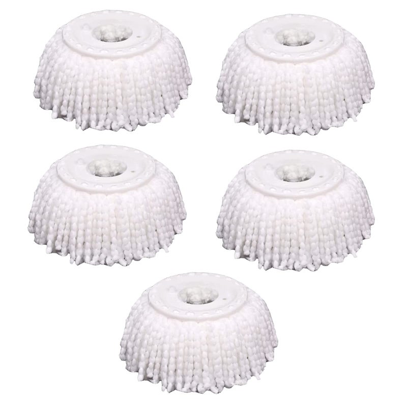 YWSHF 5 PCS Microfiber Replacement Mop Head Spin Mop Head Replacement 5Pack Microfiber Refill Heads Universal for 360 Spin Magic Mopping Round Shape Standard Size White - Image 3