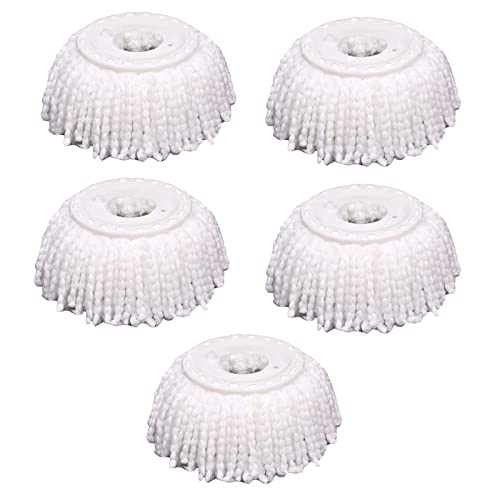 YWSHF 5 PCS Microfiber Replacement Mop Head Spin Mop Head Replacement 5Pack Microfiber Refill Heads Universal for 360 Spin Magic Mopping Round Shape Standard Size White - Image 2