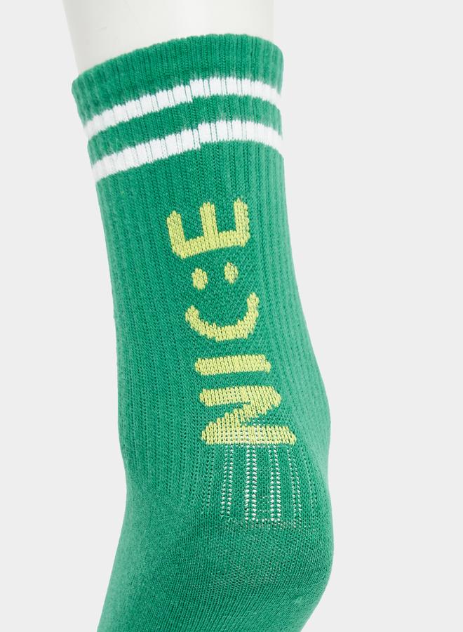 Styli Striped Cuff Printed Socks - Image 3