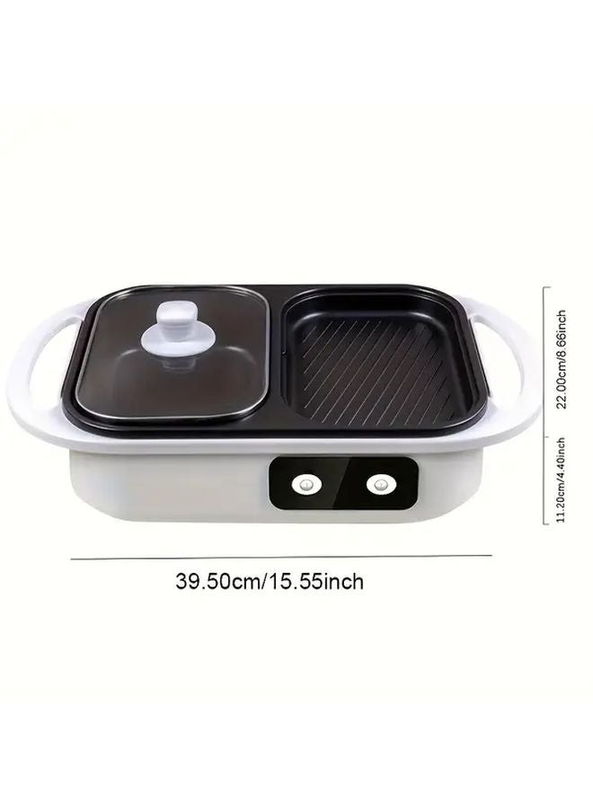 White Electric Hot Pot And Smokeless Grill For Korean BBQ Shabu Shabu Soups - Image 2
