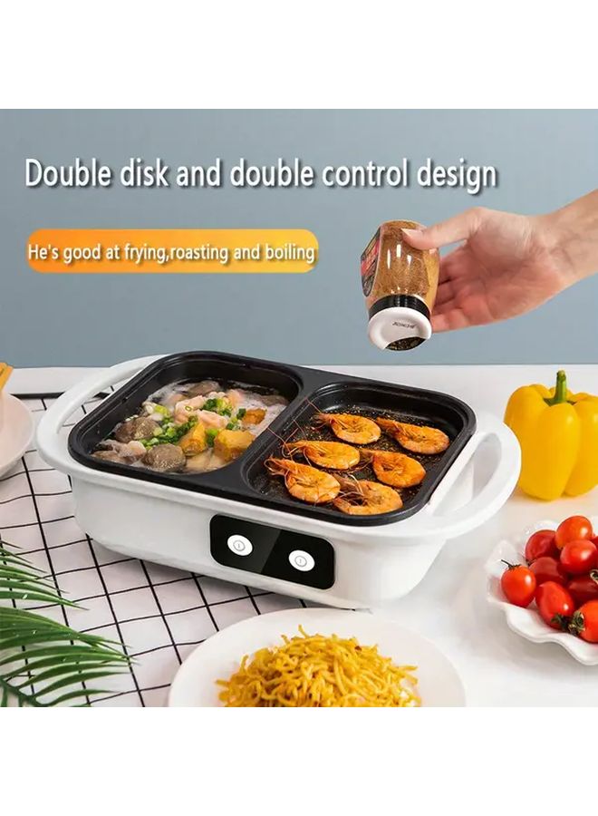 White Electric Hot Pot And Smokeless Grill For Korean BBQ Shabu Shabu Soups - Image 3