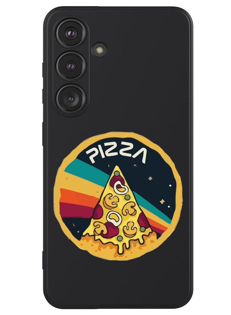 Theodor Protective Slim Fit Case Liquid Silicone Cover with Full Body Protection Anti-Scratch Shockproof Case For Samsung Galaxy S24 (Black) - Pizza - Image 1