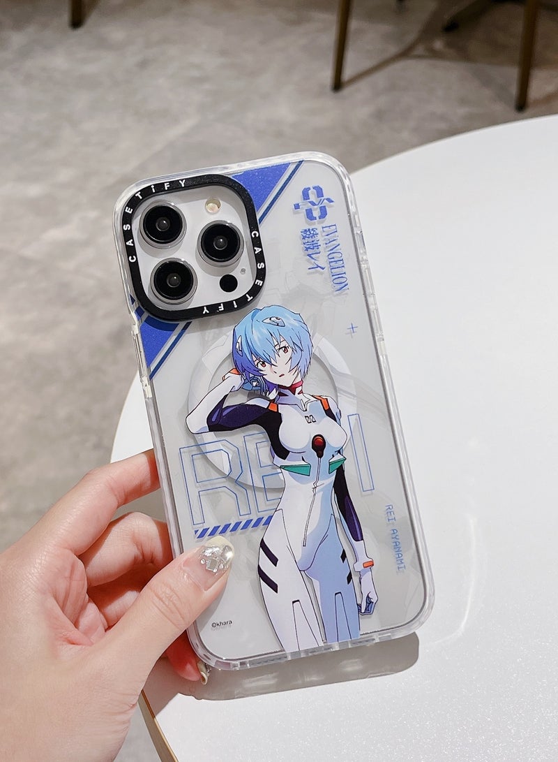 Casetify Apple iPhone 15 Pro Case,Neon Genesis Evangelion Ayanami Rei Magnetic Adsorption Phone Case - Semi transparent - Image 2